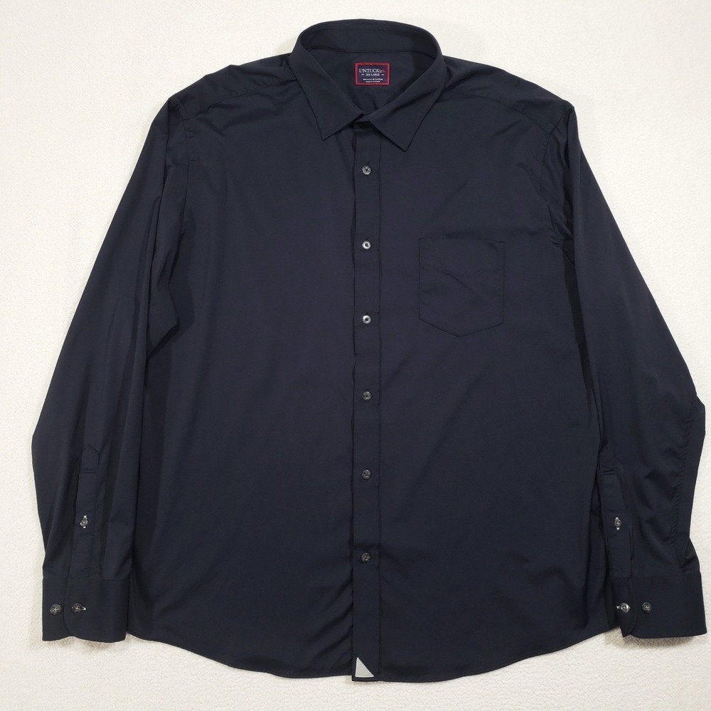 UNTUCKit Button‎ Up Shirt Mens XXL Black Gironde Stretch Performance Nylon 40349